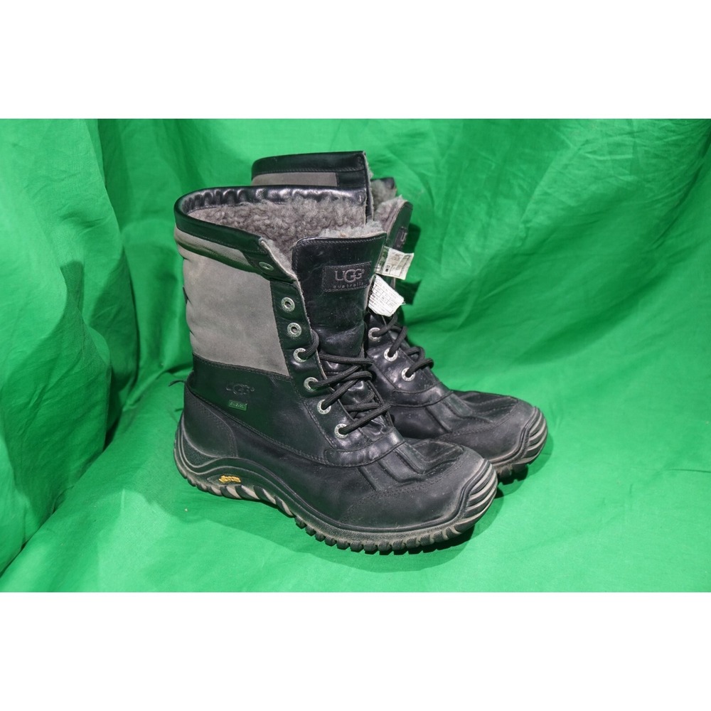 UGG Adirondack II Winter Snow Boots Black Gray Waterproof Vibram Womens Size 7.5